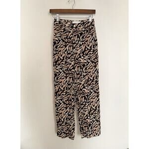 Fleur Du Mal Silk Trousers Pants Straight Leg Tiger Animal Print Sz 0